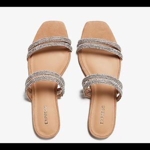 NWT Express Double Strap Rhinestone Slide Sandals